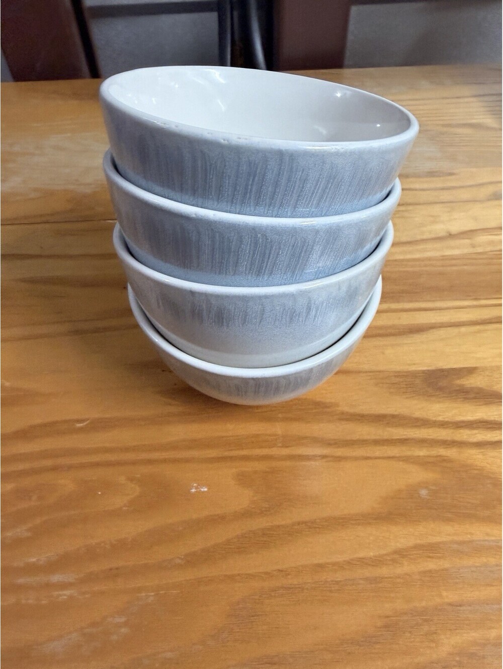 Mikasa Logan Blue Set Of 4 Stoneware 4” Dessert Bowls VGC *